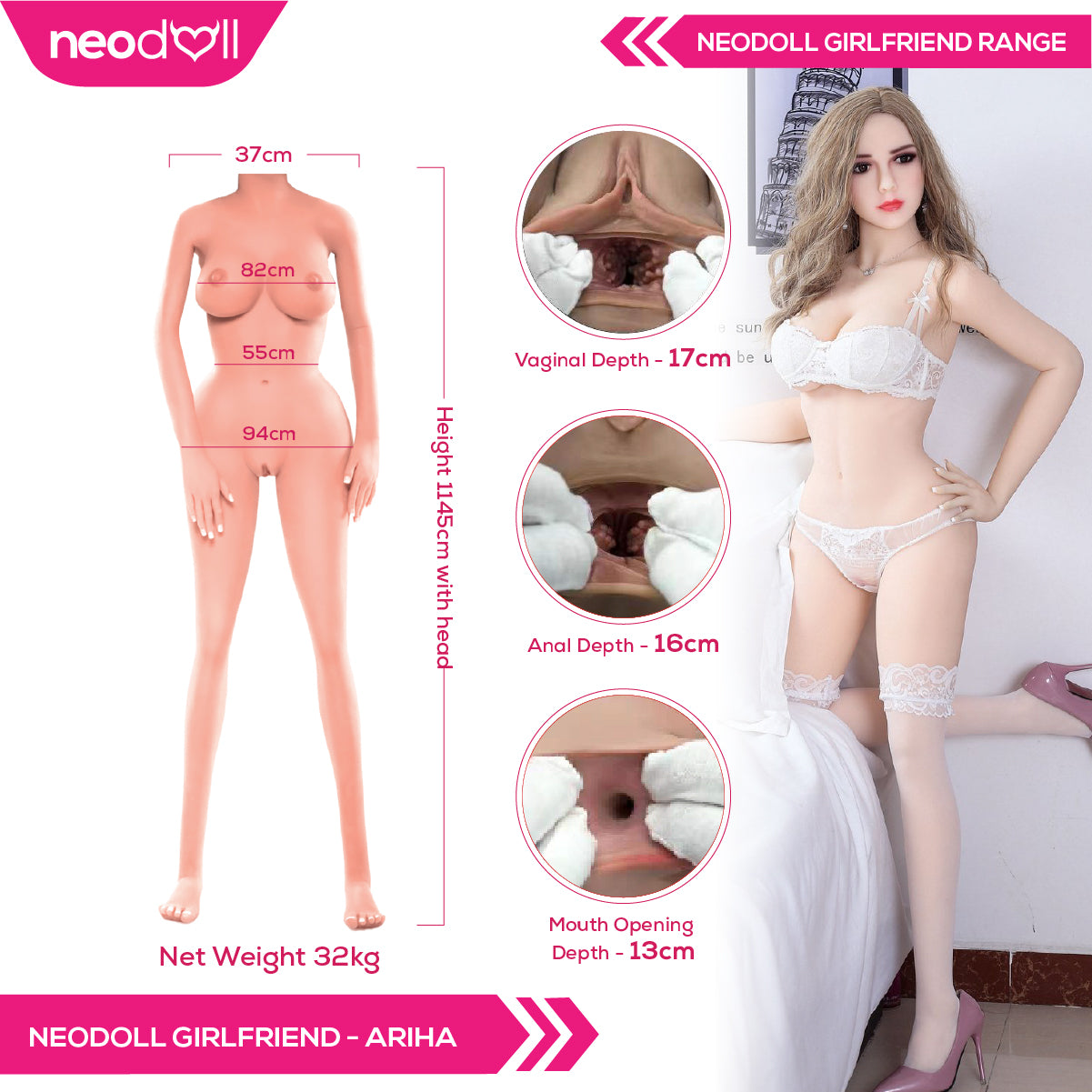 Neodoll Girlfriend Aria - Realistic Sex Doll - 158cm - Natural