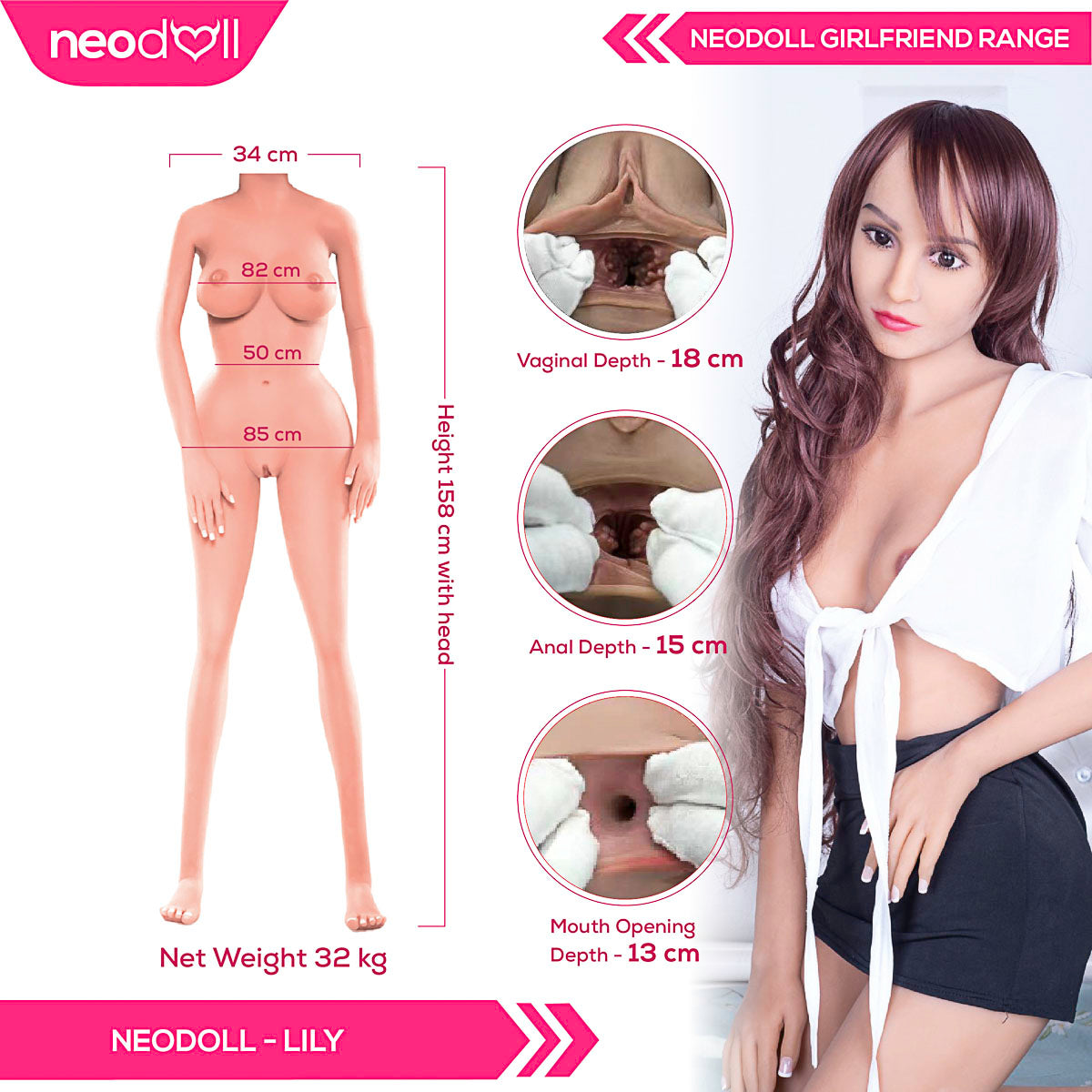 Neodoll Girlfriend Lily - Realistic Sex Doll - 158cm - Tan