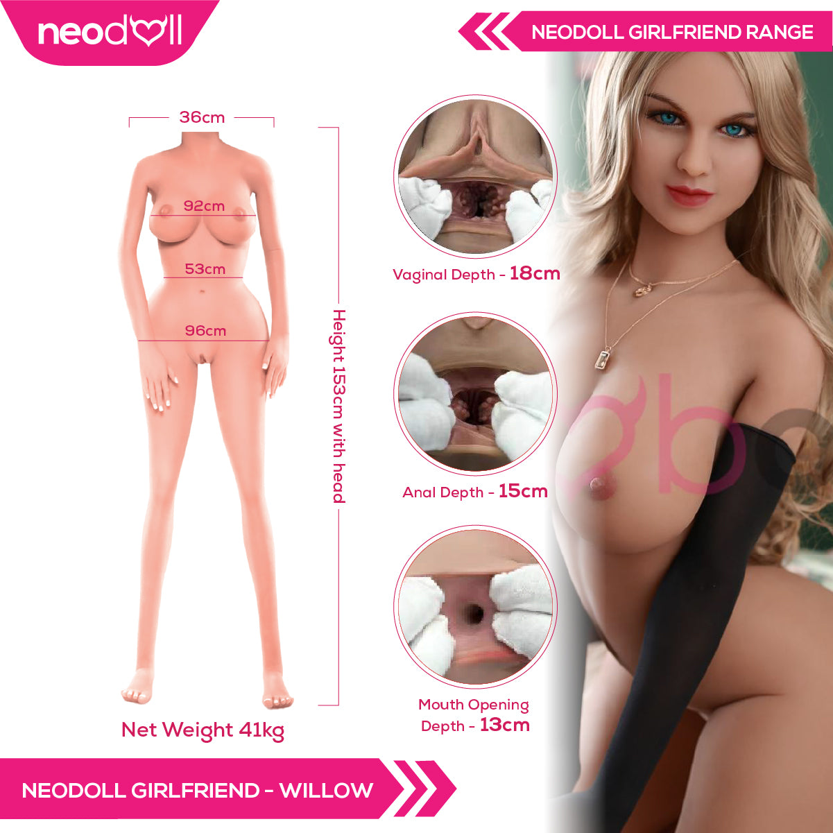 Sex Doll Willow | 153cm Height | Tan Skin | Standing & Shrug | Neodoll Girlfriend