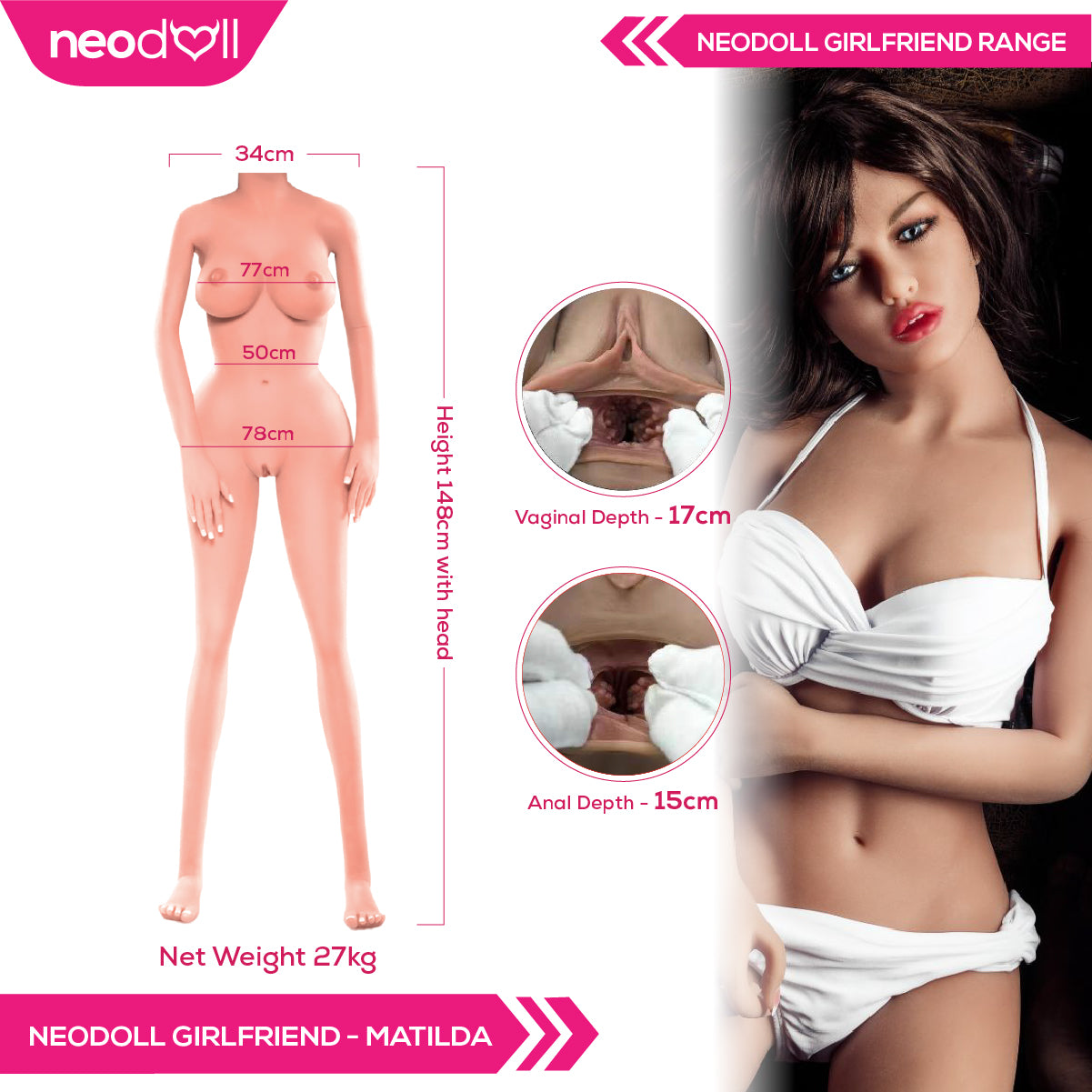 Neodoll Girlfriend Matilda - Realistic Sex Doll - 148cm - Tan