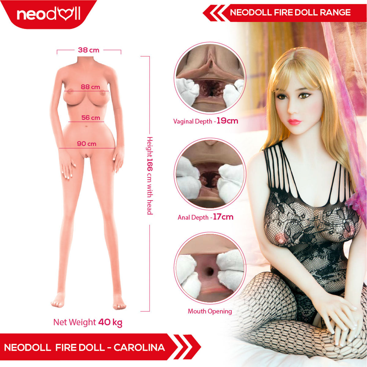 Sex Doll Carolina | 166cm Height | Natural Skin | Shrug & Standing | Neodoll Fire Doll