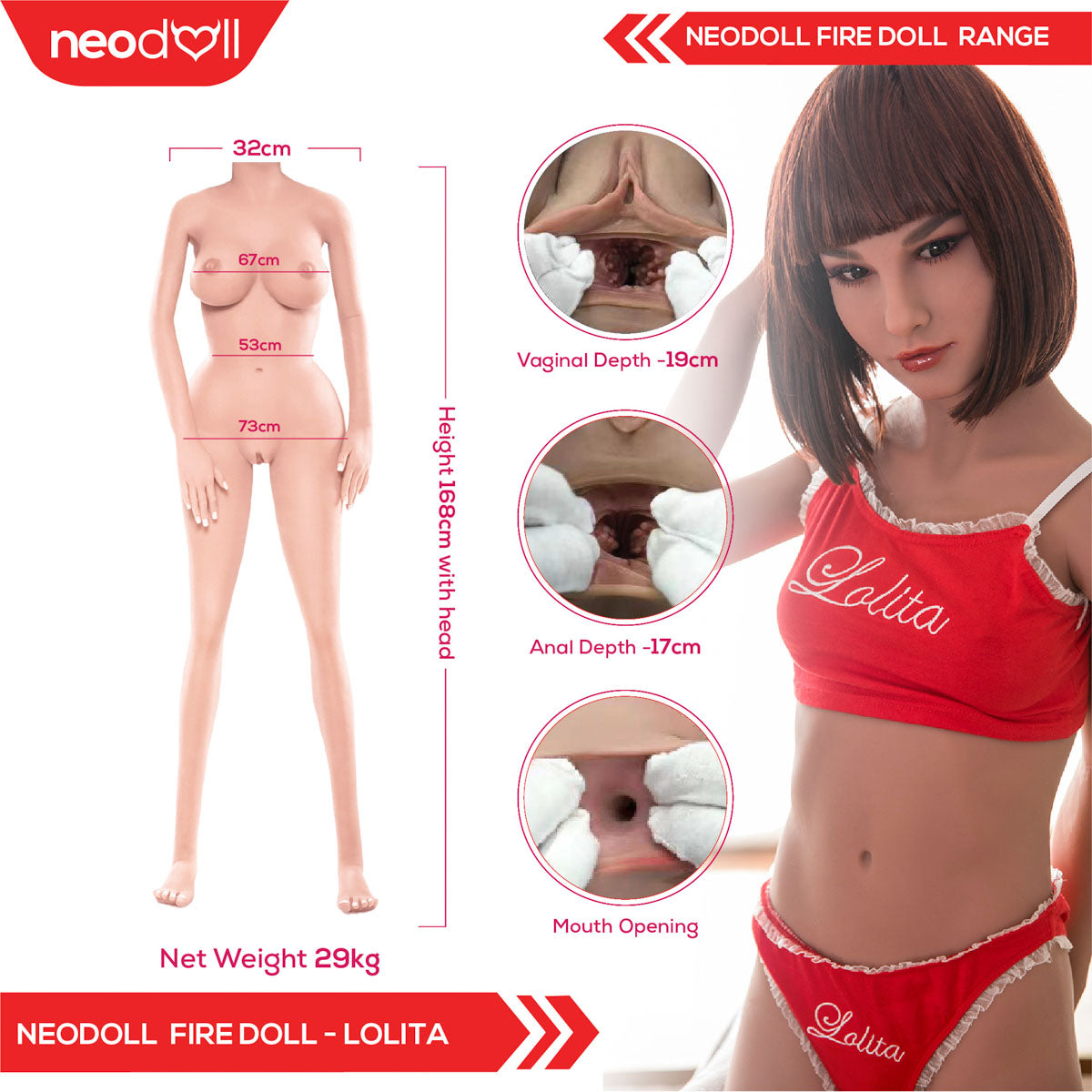 Sex Doll Lolita | 168cm Height | Light Tan Skin | Shrug & Standing | Neodoll Fire Doll