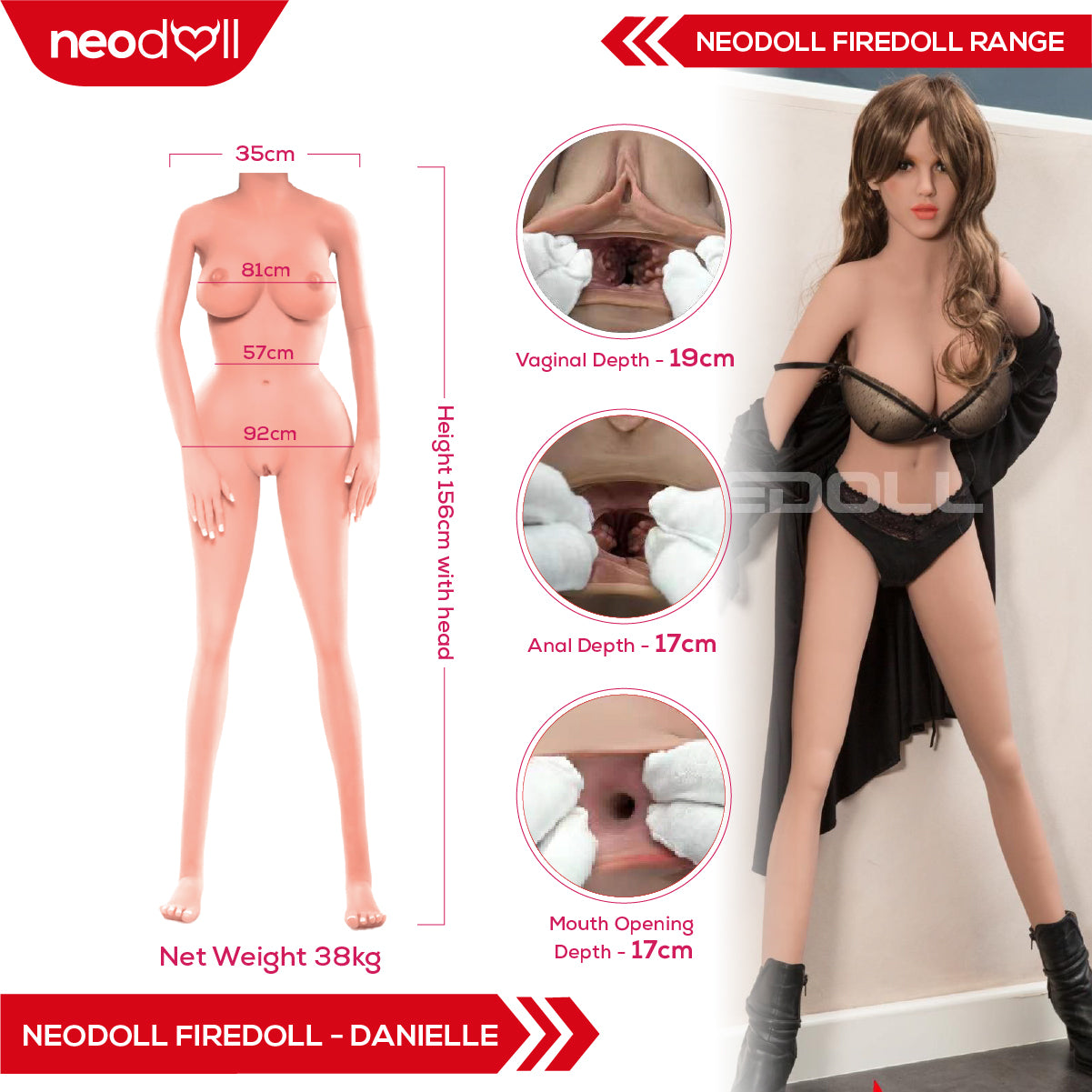 Sex Doll Danielle | 156cm Height | Light Tan Skin | Shrug & Standing | Neodoll Fire Doll