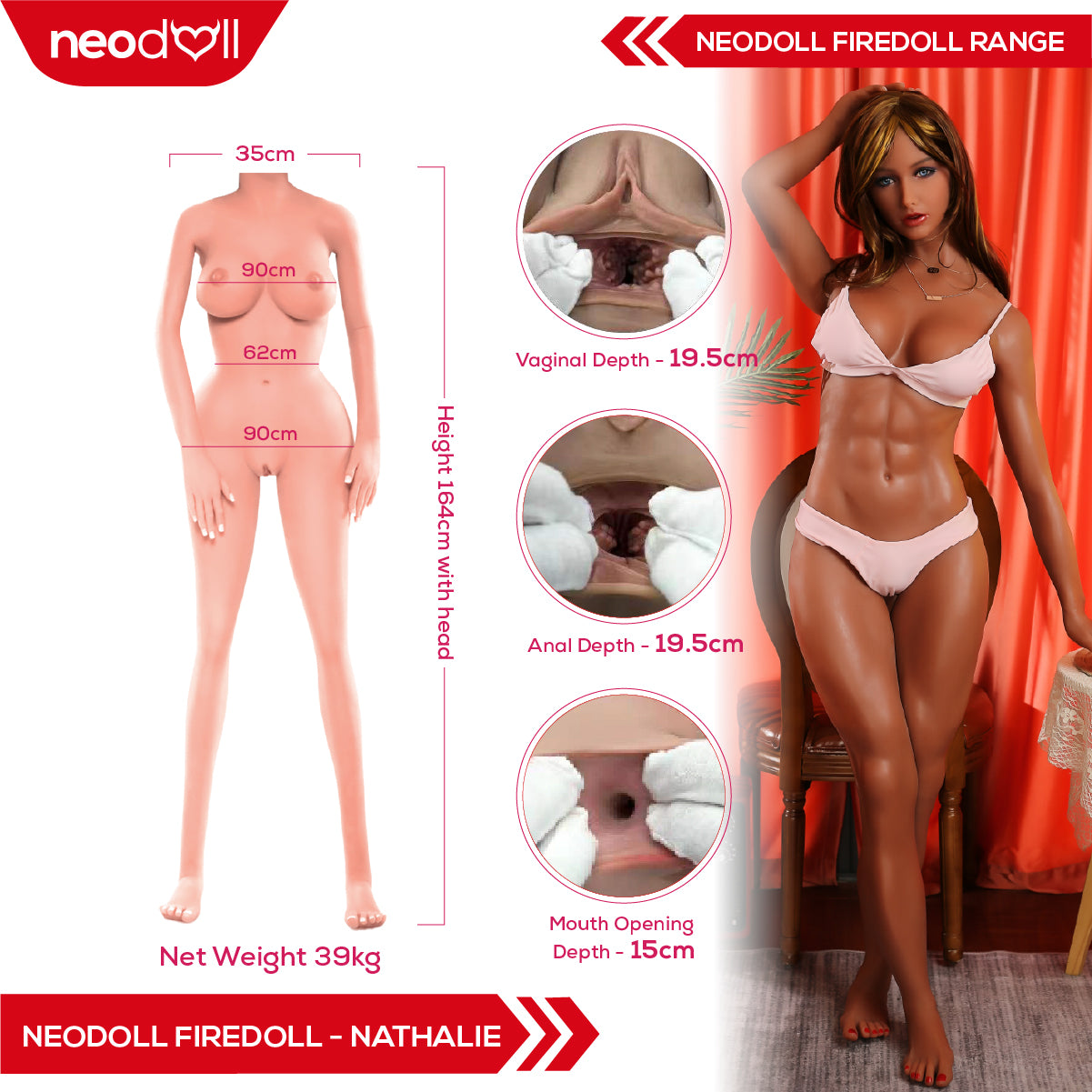 Sex Doll Nathalie | 164cm Height | Light Tan Skin | Shrug & Standing | Neodoll Fire Doll