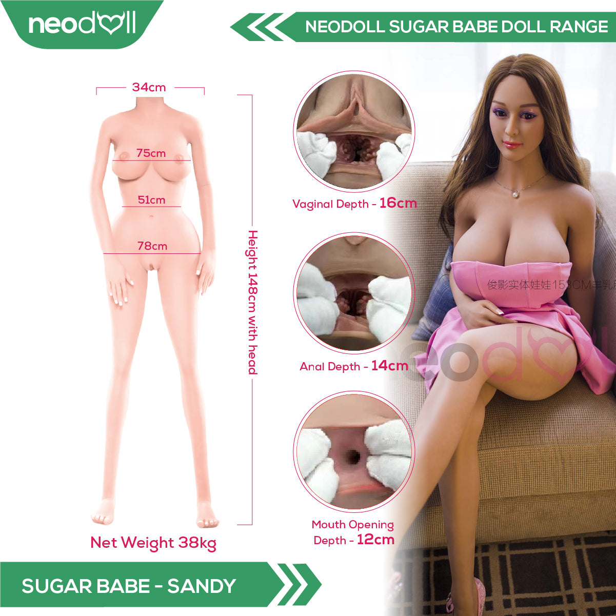 Sex Doll Sandy | 153cm Height | Wheat Skin | Shrug & Standing & Uterus | Neodoll Sugar Babe