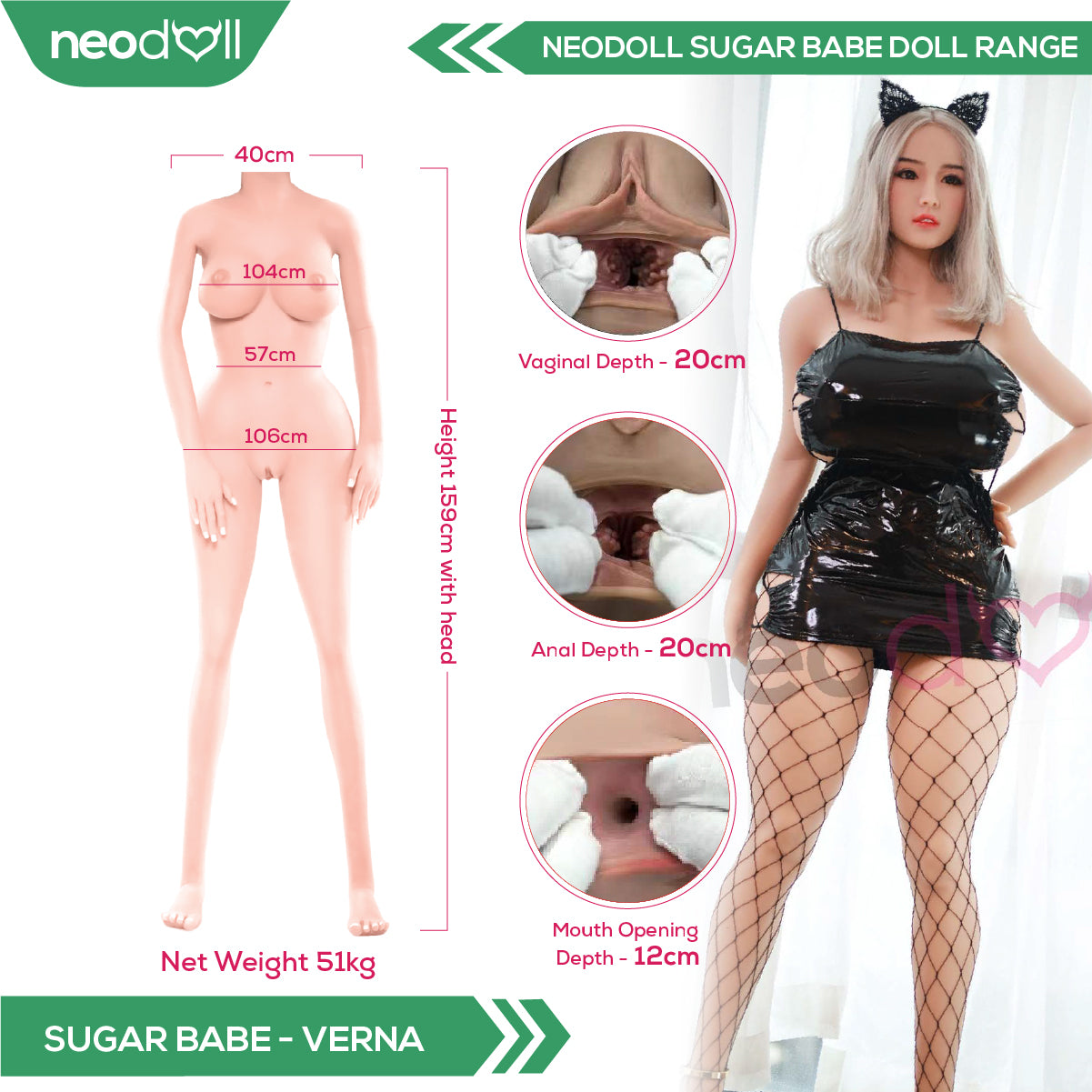 Sex Doll Verna | 159cm Height | Natural Skin | Shrug & Standing & Uterus | Neodoll Sugar Babe