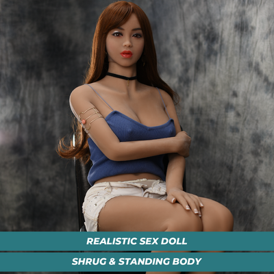 Sex Doll Emilia | 158cm Height | Light Tan Skin | Shrug & Standing | Youqdoll