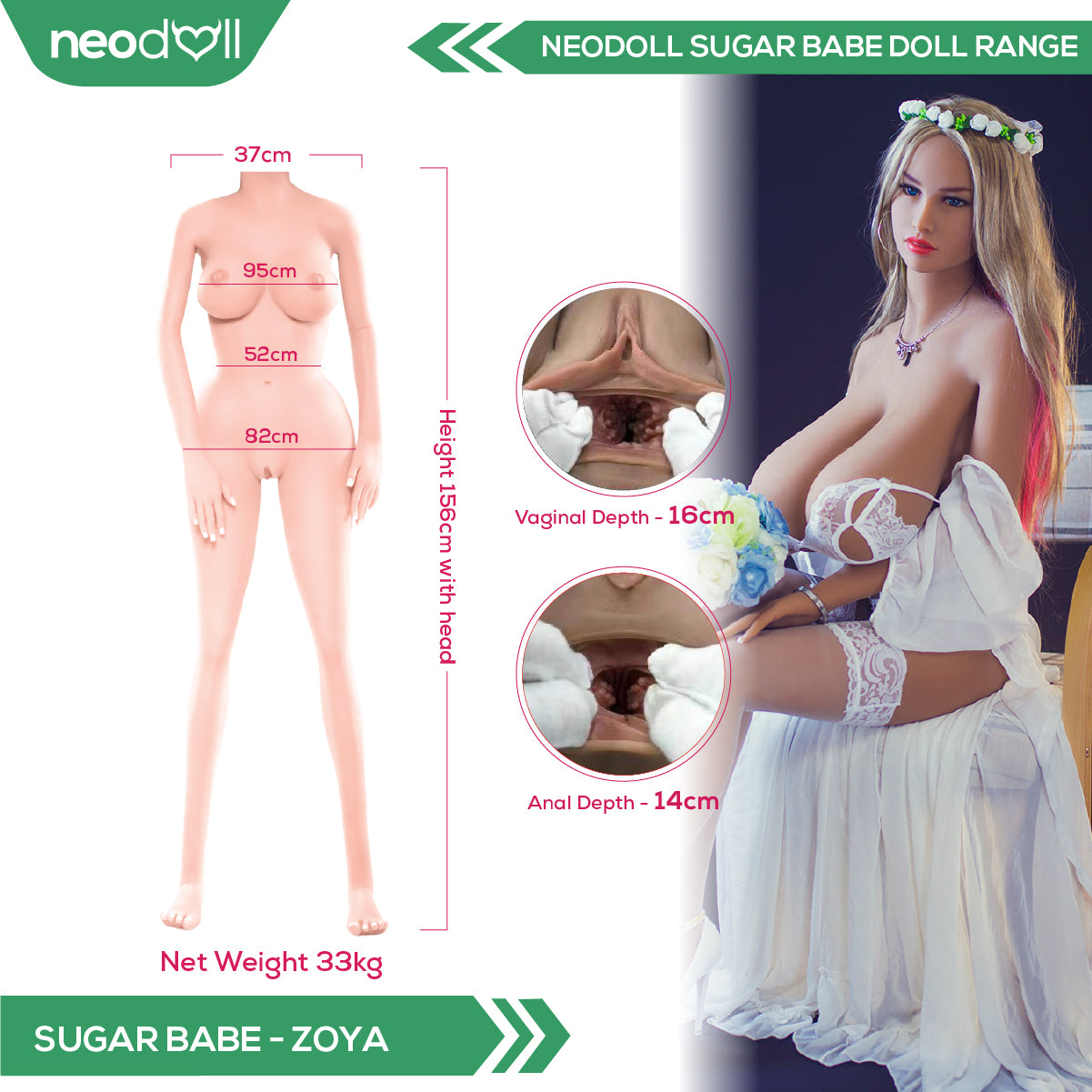 Sex Doll Zoya | 156cm Height | Tan Skin | Shrug & Standing & Uterus | Neodoll Sugar Babe