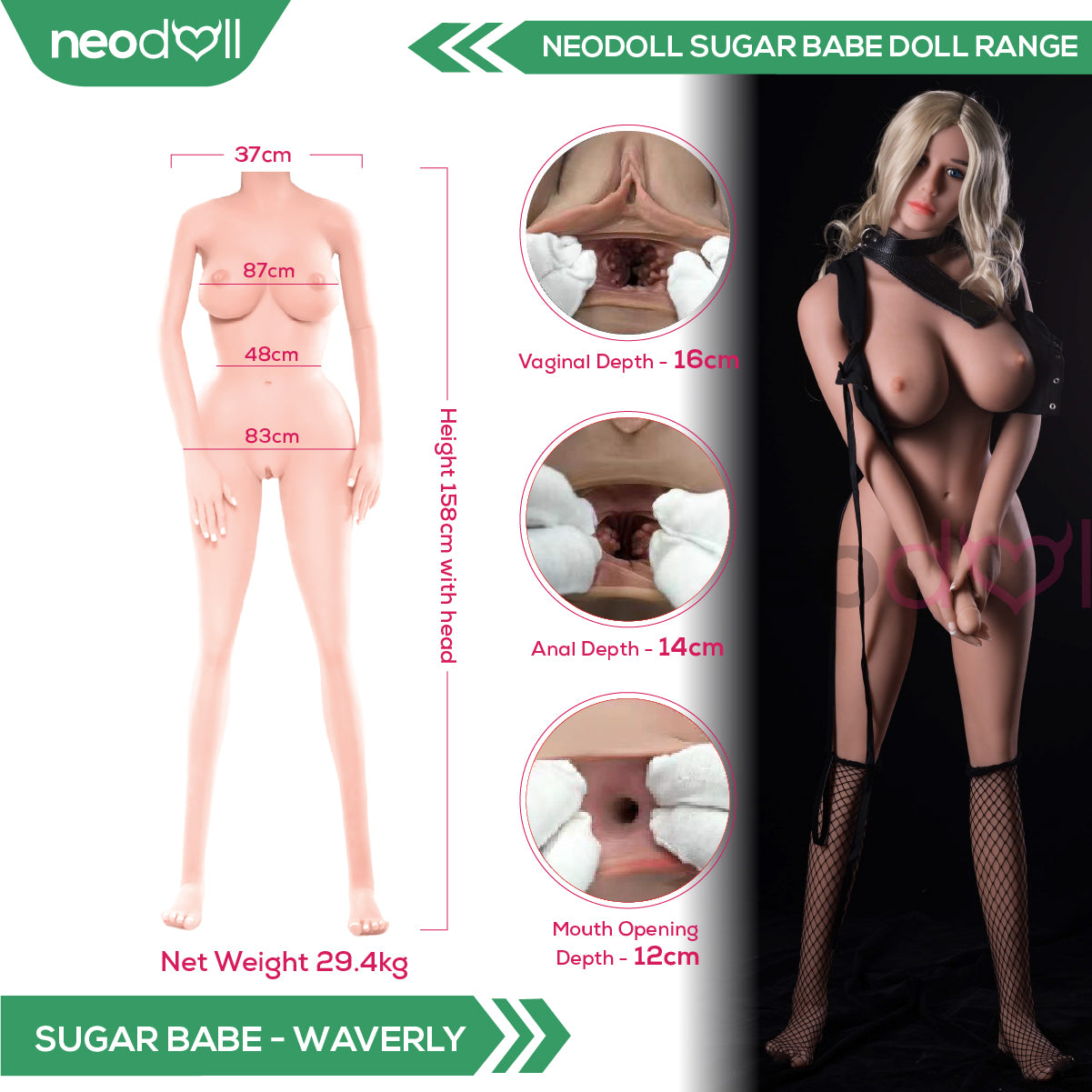 Sex Doll Shemale Waverly | 158cm Height | Wheat Skin | Shrug & Standing & Uterus | Neodoll Sugar Babe