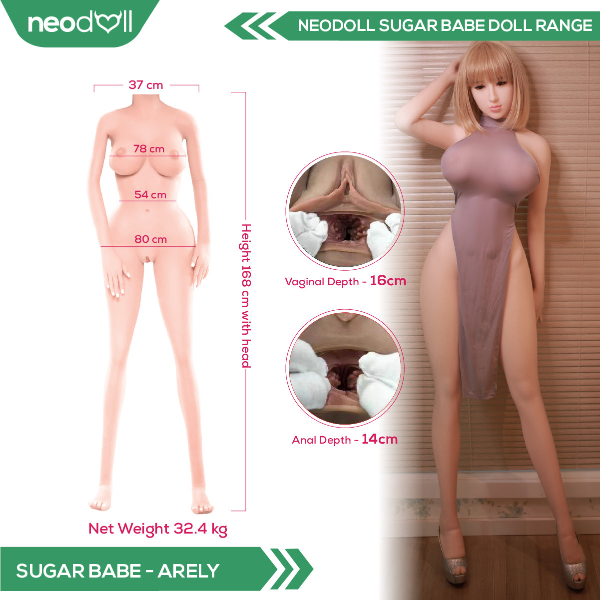 Sex Doll Arely | 168cm Height | Natural Skin | Shrug & Standing | Neodoll Sugar Babe