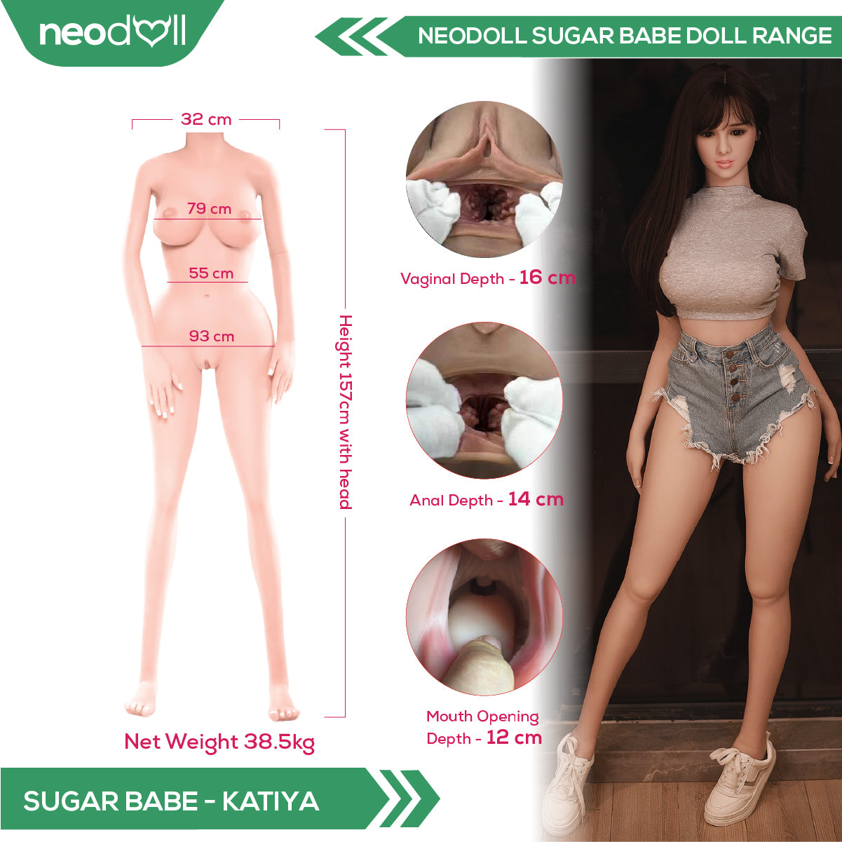 Sex Doll Katiya | 157cm Height | Natural Skin | Shrug & Standing & Uterus & Gel Breast | Neodoll Sugar Babe