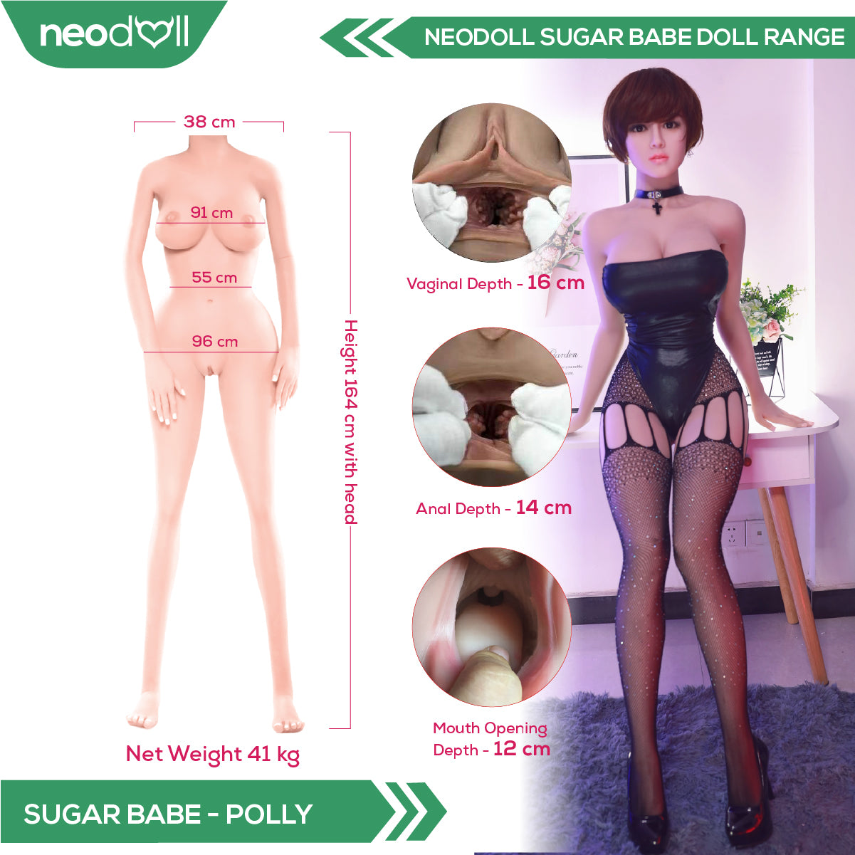 Neodoll Sugar Babe - Polly - Realistic Sex Doll - Gel Breast - Uterus - 164cm - Natural