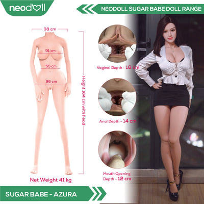 Neodoll Sugar Babe - Azura - Realistic Sex Doll - Gel Breast - Uterus - 164cm - Natural