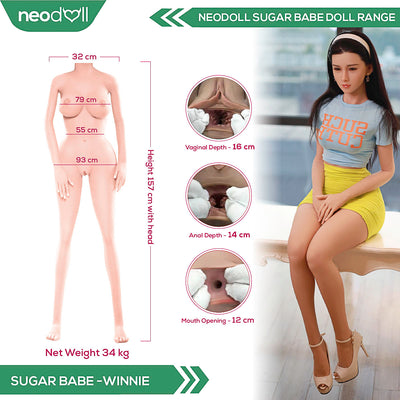 Silicone TPE Hybrid Sex Doll Winnie | 157cm Height | Natural Skin | Shrug & Standing | Neodoll Sugar Babe