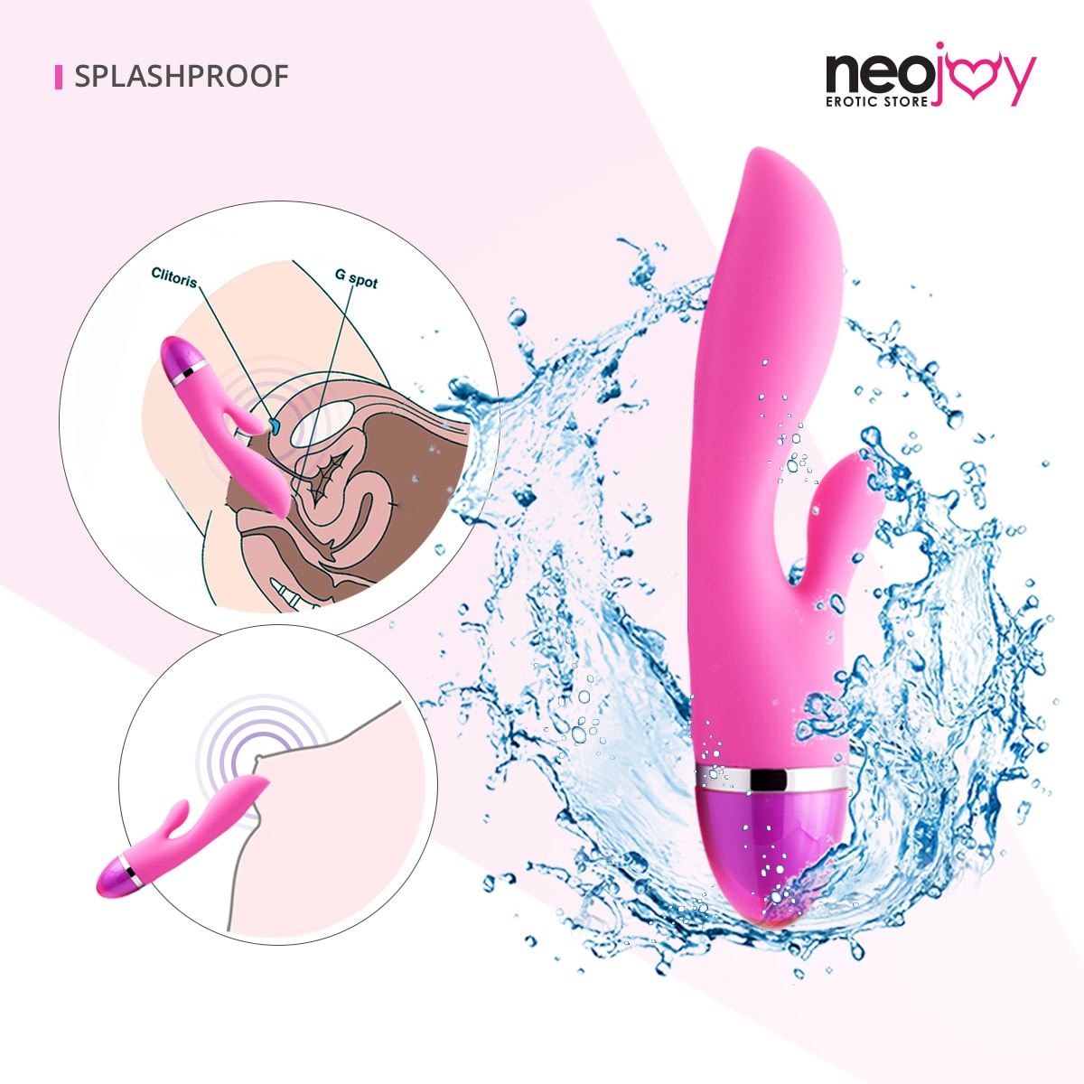 Neojoy Rabbit Vibrator Silicone USB Rechargeable 9-Speed Functions