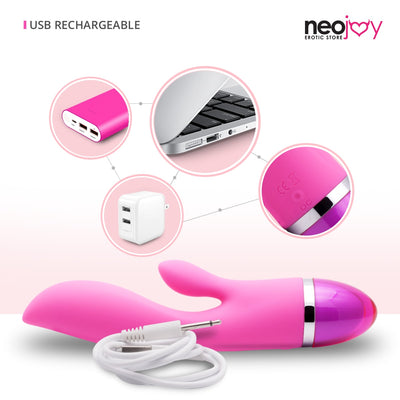 Neojoy Rabbit Vibrator Silicone USB Rechargeable 9-Speed Functions