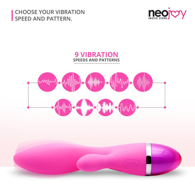 Neojoy Rabbit Vibrator Silicone USB Rechargeable 9-Speed Functions