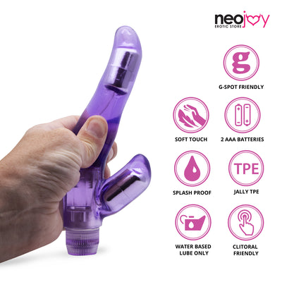 Neojoy Double Joy Jelly Rabbit Vibrator Multiple Speed Functions Soft TPE