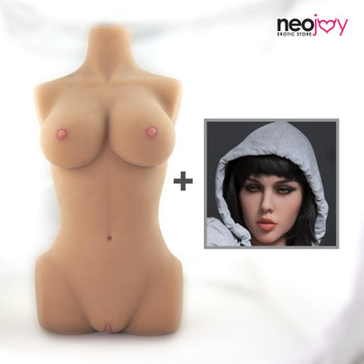 Neojoy Easy Torso With Girlfriend Ashanti Head - Realistic Sex Doll Torso With Head Connector - Tan - 17kg