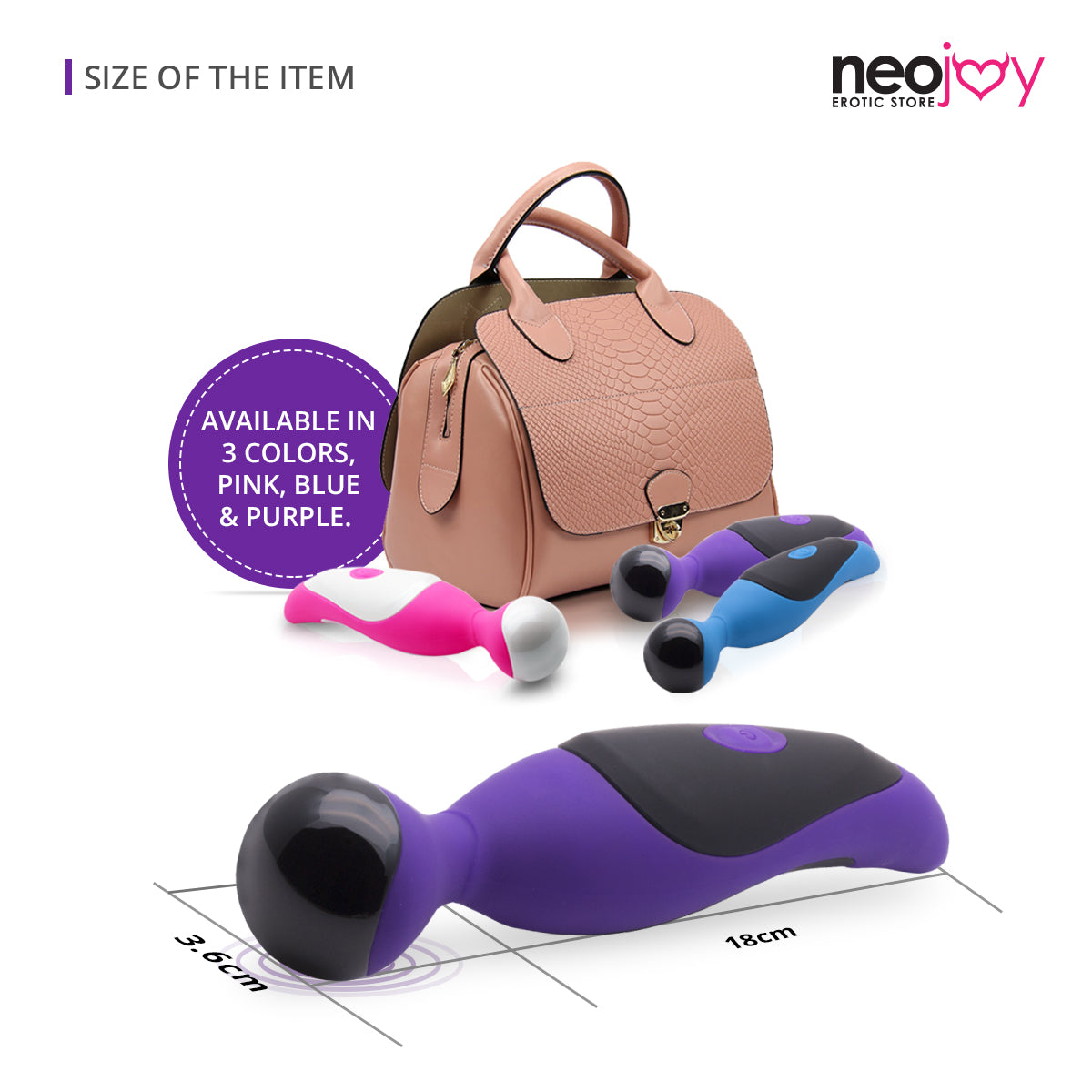 Neojoy Mini Wand Vibrator Silicone USB Rechargeable 7-Speed Functions