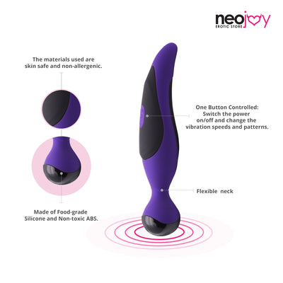 Neojoy Mini Wand Vibrator Silicone USB Rechargeable 7-Speed Functions